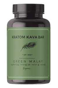 Kratom kava bar with green malay and kratom powder.